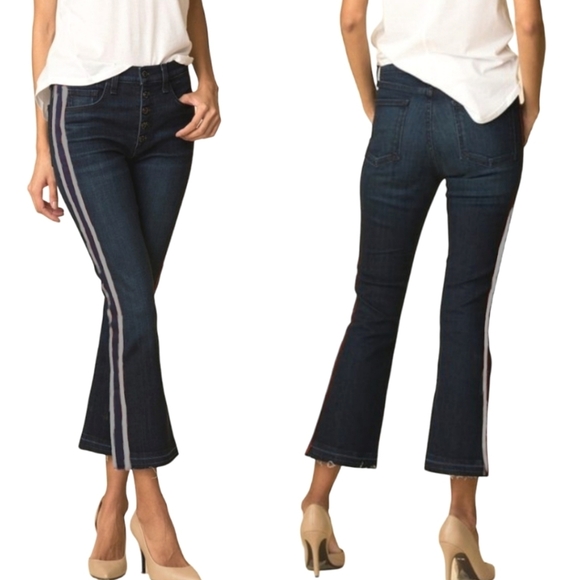 Veronica Beard Jeans Carolyn High Waist Side Tux Stripe Baby Bell 24 - Picture 1 of 12